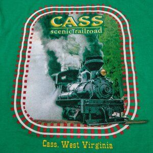 Cass Scenic Railroad Shirt Youth Small West Virginia Train Steam Engine Green